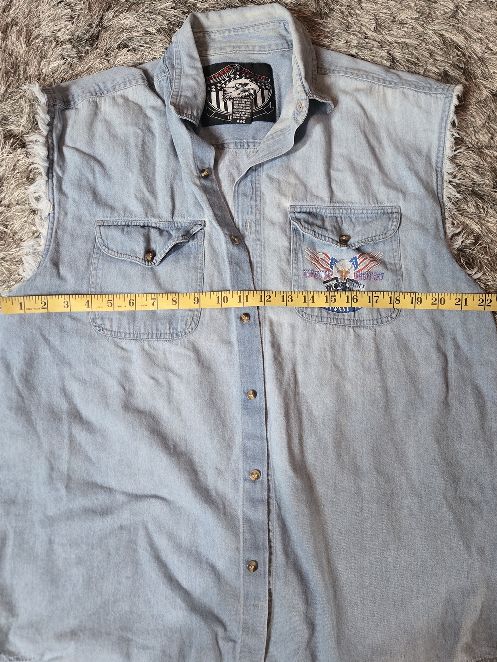 Southernmost Ride Biker Graphic Denim Shirt - Light Blue - Picture 6 of 10